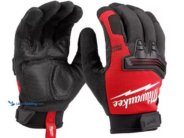 Lot 49-1567996 - Lot of (2) pairs Milwaukee Size Large Wrecking Work Glove, Features TPR knuckle protection, Durable ...