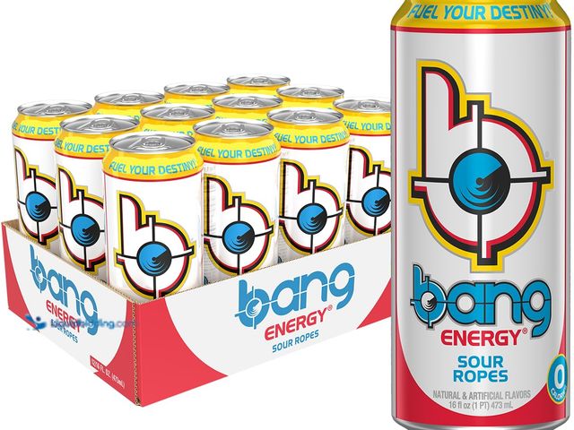Lot 49-3565501 - Bang Energy Sour Ropes, Sugar-Free Energy Drink, 16-Ounce | Pack of 11. NEW. BB MAY 2027.
