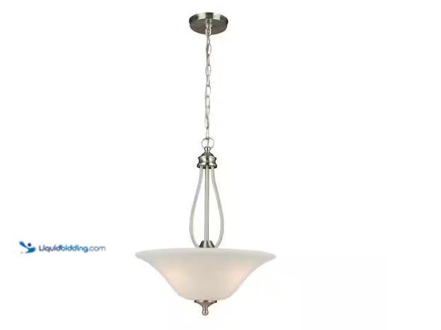 Lot 49-1566957 - Hampton Bay Kensley Park 3-Light Brushed Nickel Pendant, Model # EFG8913L-2, Unused  Ref#HDRELIST