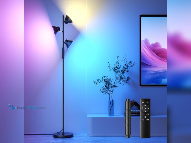 Lot 49-5453674 - RGBCW Floor Lamp, 36W Bright Color Changing Lamp, Modern Stepless Dimmable LED RGB Floor Lamp with R...