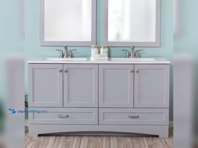 Lot 49-1541529 - MSRP $1,699.00 Glacier Bay Lancaster 61 in. Double Sink Pearl Gray Bath Vanity with White Cultured M...