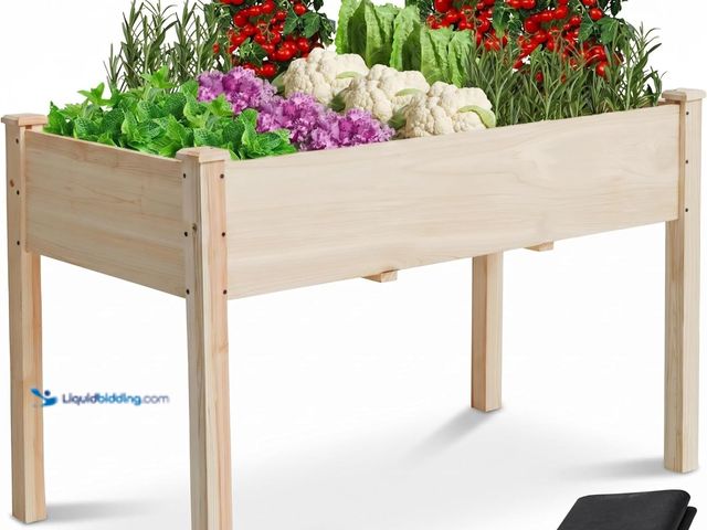 Lot 49-3564217 - Raised Garden Bed 48x24x30in Elevated Wooden Horticulture Planter Box with Legs Standing Growing Bed...
