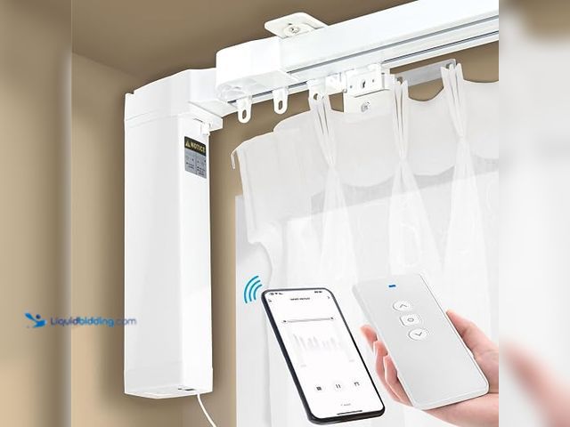 Lot 49-1631812 - Smart Electric Curtains Track, Ceiling Curtains Track Adjustable Retractable Motorized Curtain Rod F...