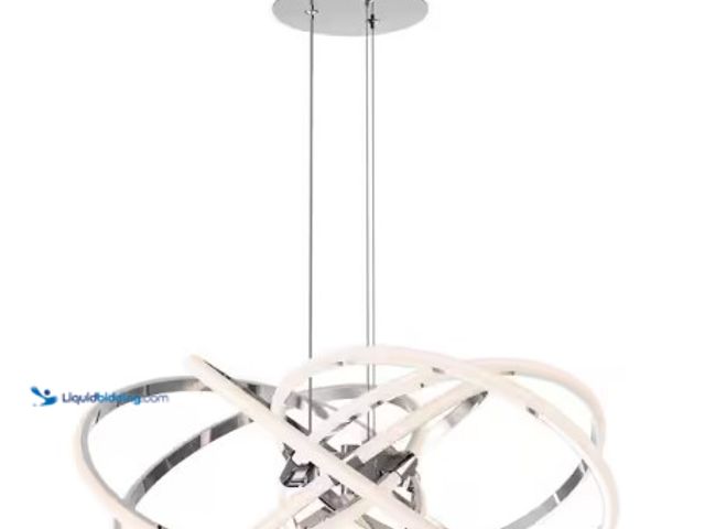 Lot 49-1625698 - Artika Maelstrom 25-Watt Modern Chrome 5CCT Integrated LED Hanging Pendant Light Fixture for Dining ...
