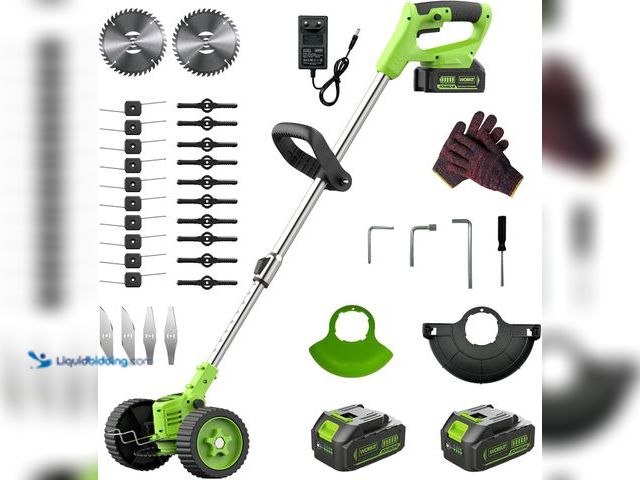 Lot 49-5543367 - WORKIT 4-in-1 Electric Weed Wacker: 20V 6 Inch Cordless Weed Eater with Wheels - 2x4.0Ah Batteries &...