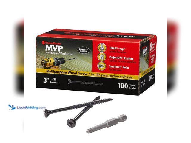 Lot 49-5449608 - FastenMaster
#10 x 3 in. Torx TTAP Drive Suresink Flat Head MVP Multi-Purpose Wood Screw (100-Pack)...