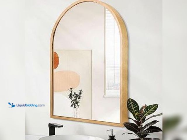 Lot 49-1513864 - Arched Wall-Mounted Mirror Gold Arch Mirror Aluminum Alloy Frame Bathroom Mirror for Vanity Living R...