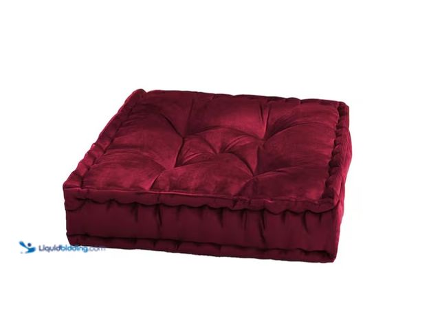 Lot 49-1571069 - Sweet Home Collection 20 in. W x 20 in. L Faux Velvet Tufted Square Floor Pillow Cushion, 1 Grey / 1...