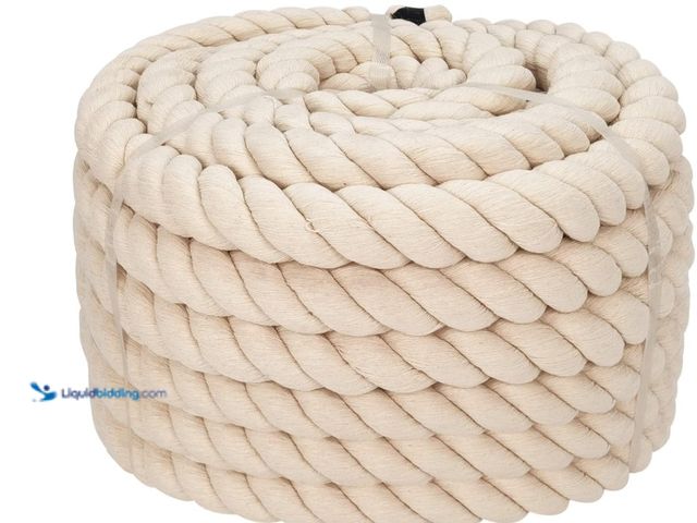 Lot 49-1516354 - Cotton Rope (1.5 in x 50 ft) Natural Thick Twisted Rope for Sports Tug of War, Railing, Hammock, Dec...