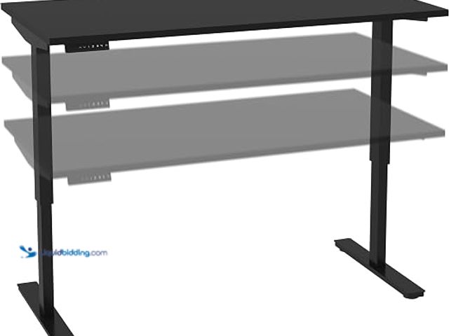 Lot 49-1631818 - BESTAR Adjustable Table, 30 x 60", Black | 1–inch thick laminated; for dining or working, Model # B0...