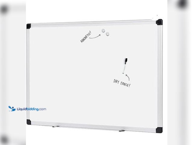 Lot 49-1556595 - Amazon Basics Magnetic Whiteboard/Dry Erase Board, 36 x 48-Inch, Aluminum Frame, Silver/White Model ...