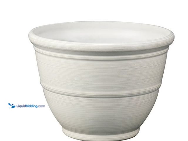 Lot 49-5543856 - QTY 4 - Mainstays 14" D x 10" H Ferenza White Recycled Resin Planter. Unused.