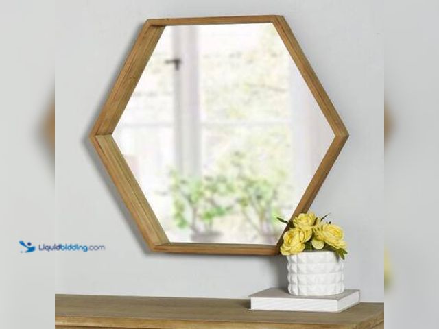 Lot 49-5544003 - StyleWell
Medium Hexagonal Natural Wood Modern Mirror with Deep-Set Frame (25 in. H x 29 in. W) Mod...