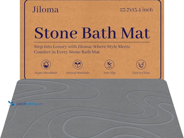 Lot 49-5476717 - Jiloma Stone Bath Mat Diatomite Stone Mats for Bathroom Non-Slip. Model #B0DXKLYPQG. Unused.