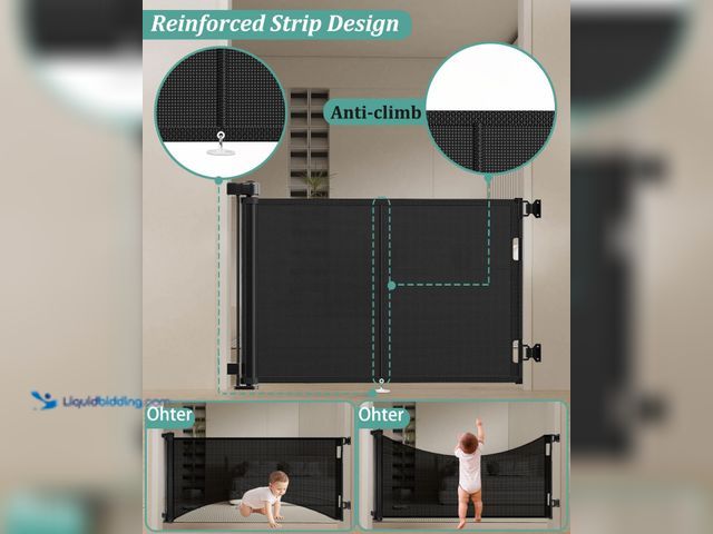 Lot 49-5544000 - Miumoon 50 inch Retractable Baby Gates 42 inch Tall, Retractable Gate with Reinforced Strip Design t...