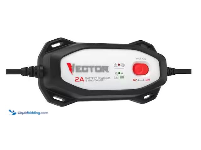 Lot 49-1568726 - Vector 2 Amp Battery Charger/Maintainer Model # VECBC2, Slightly Used, Powers On, Has Attachments.  ...