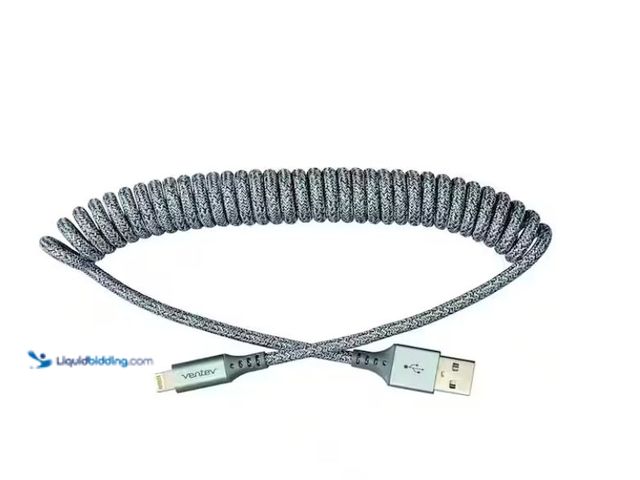Lot 49-3614862 - Lot of (2) Ventev Chargesync 14 in. Lightning Helix Cable in Grey,  Model # 247372,  New.