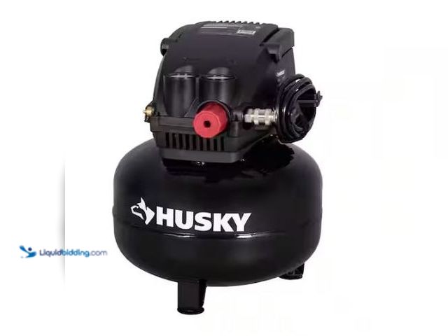 Lot 49-1569591 - Husky 3 Gal. 120 PSI Portable Electric Oil-Free Light Duty Pancake Air Compressor with Fold Down Han...