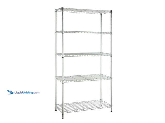 Lot 49-5453417 - HDX 5-Tier Steel Wire Shelving Unit in Chrome (36 in. W x 72 in. H x 16 in. D)[Model # 21656CPS] Unu...