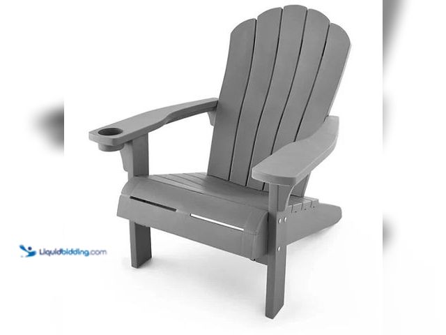 Lot 49-3563701 - Keter Everest Adirondack Chair with Integrated Cupholder, Classic Gray Color Unused