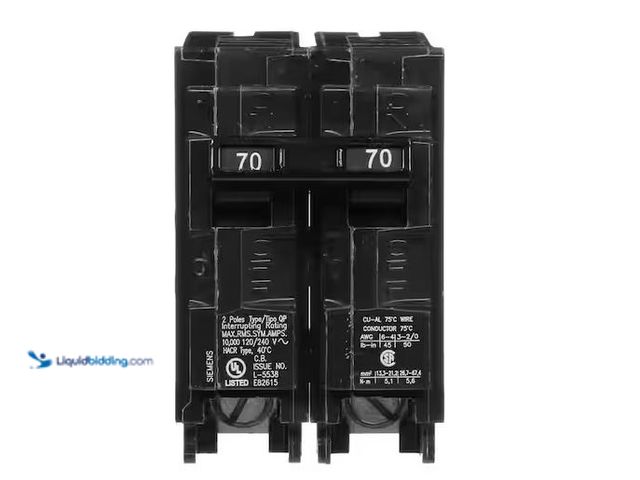 Lot 49-5555442 - Siemens
70 Amp 2-Pole Type QP Circuit Breaker, Unused