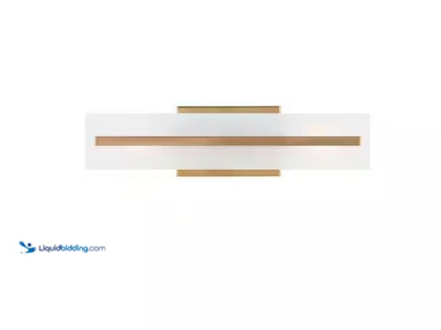 Lot 49-1547724 - Generation Lighting Dex 17.875 in. Small 2-Light Satin Brass Vanity Light with Satin Etched Glass Sh...