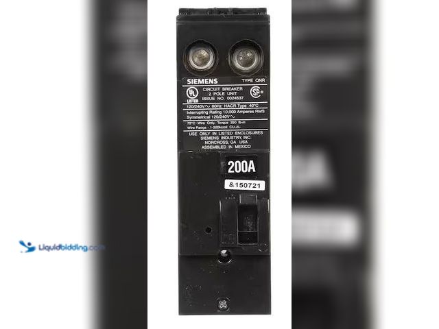 Lot 49-3539646 - Siemens
200 Amp 2-Pole 10kA Type QN Reverse Handle Main Breaker Internet # 100072323
Model # QN220...