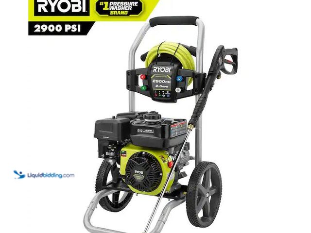 Lot 49-5557976 - RYOBI
2900 PSI 2.5 GPM Cold Water Gas Pressure Washer with 212cc Engine, Used with attachments and ...