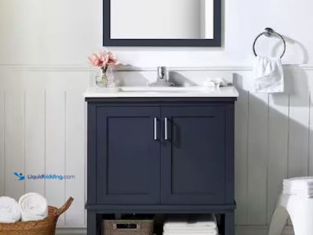 Lot 49-1517251 - Home Decorators Collection
Tupelo 30 in. Single Sink Midnight Blue Bath Vanity with White Engineere...