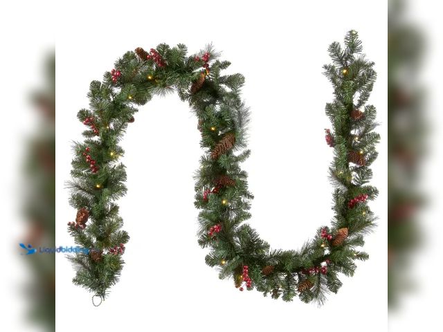 Lot 49-1548141 - National Tree Company 9 ft. Pre-Lit Crestwood Spruce Garland with Clear Lights Model #CW7-306-9A-1, ...
