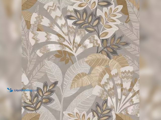 Lot 49-2003583 - Approx. (277) sq. ft. of In-home Yara Taupe Grey Leaves Peel and Stick Wallpaper (Covers 30.8 sq.ft....