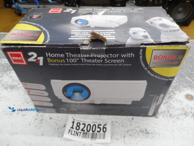 Lot 49-1820056 - 1 New RCA RPJ-161-COMBO Projector RCA Home Theatre Projector With 100" Theatre Screen Brand New In O...