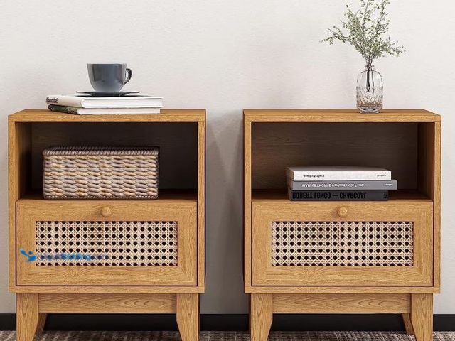 Lot 49-3472628 - Tolead 2 Piece Rattan Nightstand Set with Drawer and Open Shelf, Natural Model #2244971082, Unused  ...