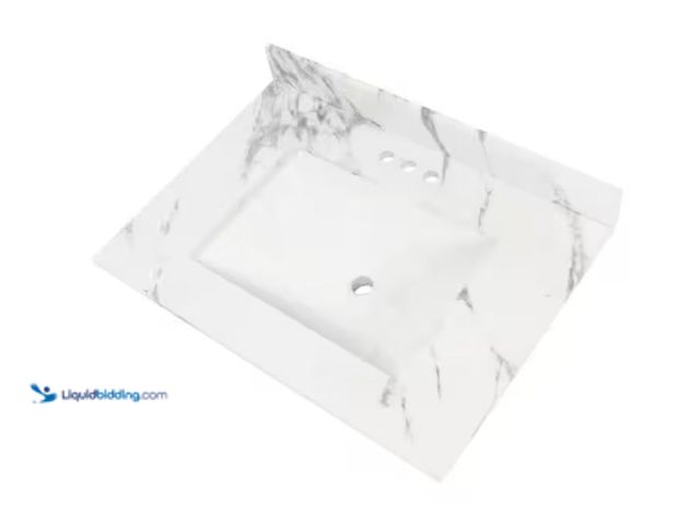 Lot 49-1631887 - Home Decorators Collection 31 in. W x 22 in. D Engineered Stone Composite White Rectangular Undermou...