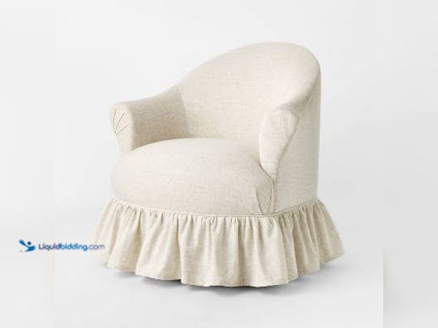 Lot 49-3565005 - Ruffle Skirt Accent Chair with Swivel Cream Flecked Linen - Threshold™ designed with Studio McGee Un...