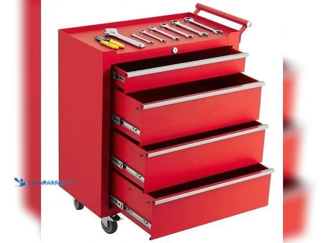 Lot 49-2022351 - Garvee 4-Drawer Rolling Tool Chest and Tool Box Heavy-Duty Steel Mobile Tool Cabinet with Locking Sy...