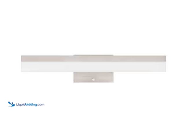 Lot 49-1556673 - Hampton Bay Eldridge 24 in. 1-Light Bushed Nickel LED 5CCT Vanity Light with Frosted Acrylic Shade a...