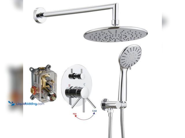 Lot 49-5538585 - BWE
Single Handle 3-Spray Rain Shower Faucet Head Round 2.5 GPM with High Pressure in. Polished Chr...