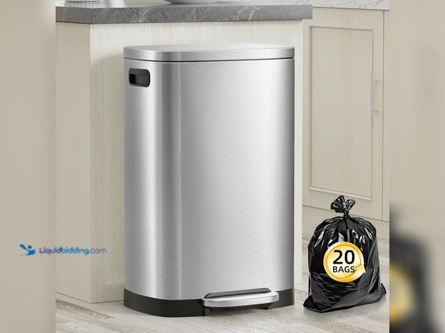 Lot 49-5554317 - 13 Gallon Trash Can with Lid, 50L Fingerprint Proof Stainless Steel Kitchen Trash Can with Removable...