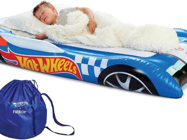 Lot 49-3531281 - Hot Wheels & FUNBOY Kids Sleepover Bed & Air Mattress. Perfect for Sleepovers. Includes Carrying Sto...