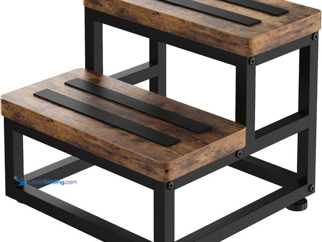 Lot 49-3528235 - 2 Step Wooden Step Stools for Adults Kids, Heavy Duty Stepping Stools Wooden Bed Step Stools for Hig...