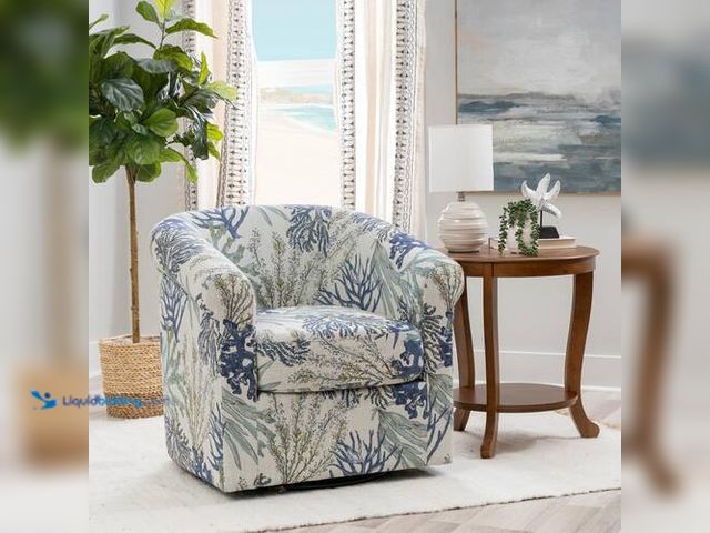 Lot 49-3549071 - Linon Home Décor Lonnie Blue Ocean Polyester Club Chair with Swivel. Model # THD04973. Unused