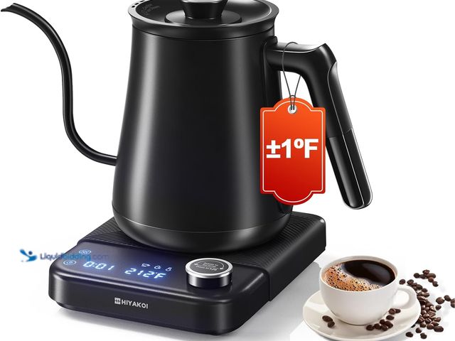 Lot 49-3527368 - Electric Kettle, HIYAKOI Gooseneck Electric Kettle with Temperature Control, Pour Over Kettle for Co...