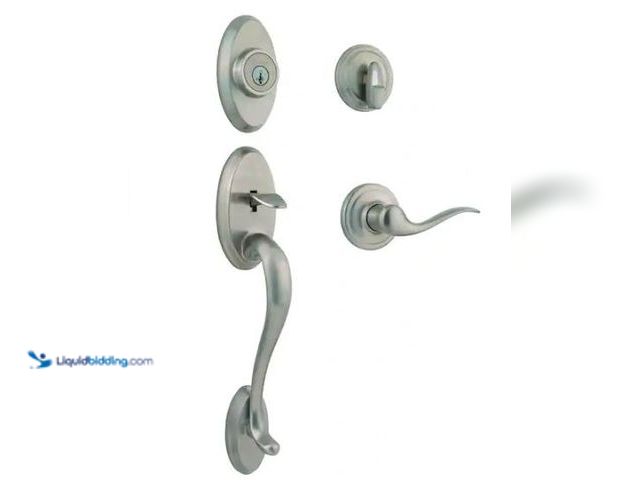 Lot 49-1573154 - Kwikset Shelburne Satin Nickel Single Cylinder Door Handleset with Tustin Door Handle Featuring Smar...