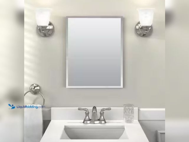 Lot 49-3611950 - Glacier Bay 16 in. W x 20 in. H Rectangular Recessed or Surface Mount Frameless Beveled Mirror Medic...