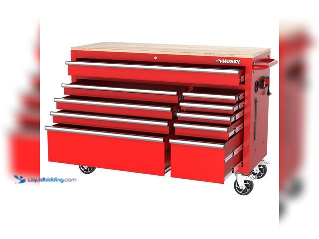 Lot 49-5552323 - Husky
Modular Tool Storage 52 in. W x 20 in. D Standard Duty Red Mobile Workbench Cabinet. Model # ...