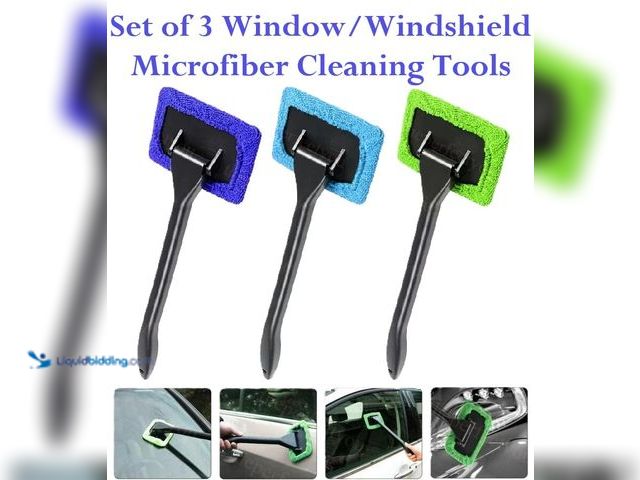 Lot 49-1616213 - Set of 3 Window/Windshield Microfiber Cleaning Tools 13"L with 5" x 3.75" Cleaning Head - NEW - Incl...