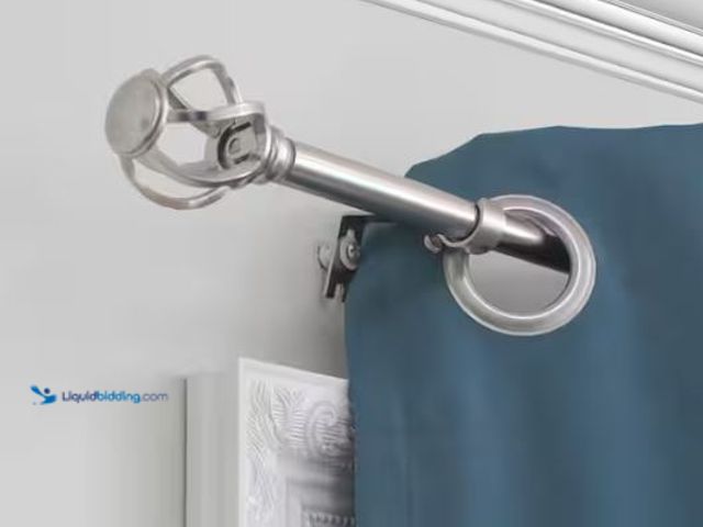 Lot 49-1624396 - Lot of (2) StyleWell 28 in.-48 in. Single Curtain Rod Kit in Brushed Nickel with Cage Finial Model #...