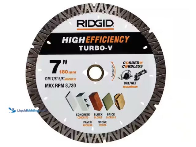 Lot 49-2026150 - RIDGID TURBO-V 7 In. Turbo Rim Diamond Blade for Masonry High Efficiency Cutting, Model # HD-HETB7. ...