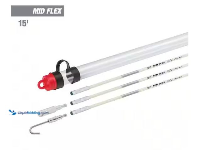 Lot 49-1576735 - Milwaukee 15 ft. Mid Flex Fiberglass Fish Stick Kit with Accessories Model # 48-22-4152, Slightly Us...